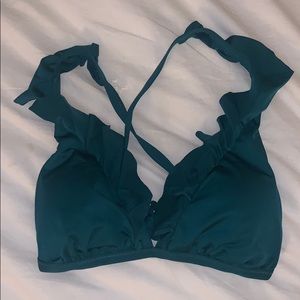 Teal Ruffle Bikini Top